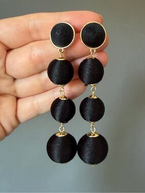 Earrings Black Triple Drop Ball Earrings - Elegant Women Jewelry NWOT